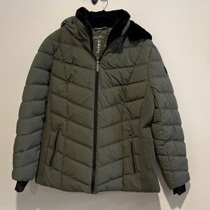 Nautica Olive Quilted Puffer Jacket